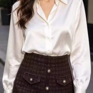 Μίνι φούστα tweed με κουμπιά K6991