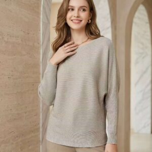 Πουλόβερ lurex με φαρδύ λαιμό B0162